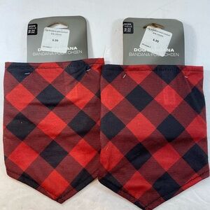 Set of 2 Red and Black Checkered Dog Bandanas size S